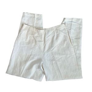 Lafayette New York 148 Linen Trouser Pant Pleated Taper Leg Women’s 16 Cream